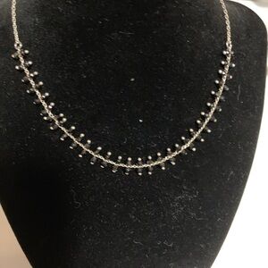 Black beaded sparkly choker, black and silver, adjustable